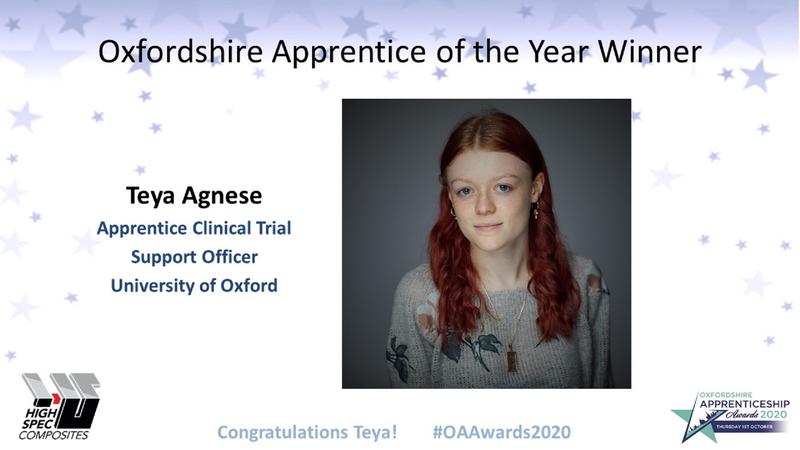 Teya Agnese, apprentice business administrator wins 2 Oxfordshire Apprenticeship awards